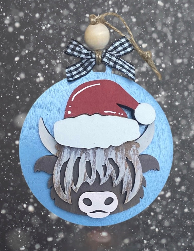 Highland Cow Painted Ornament