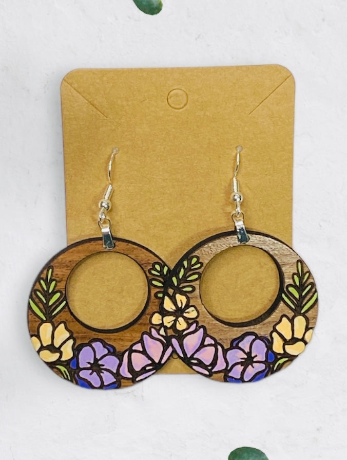 Hand Painted Floral Earrings