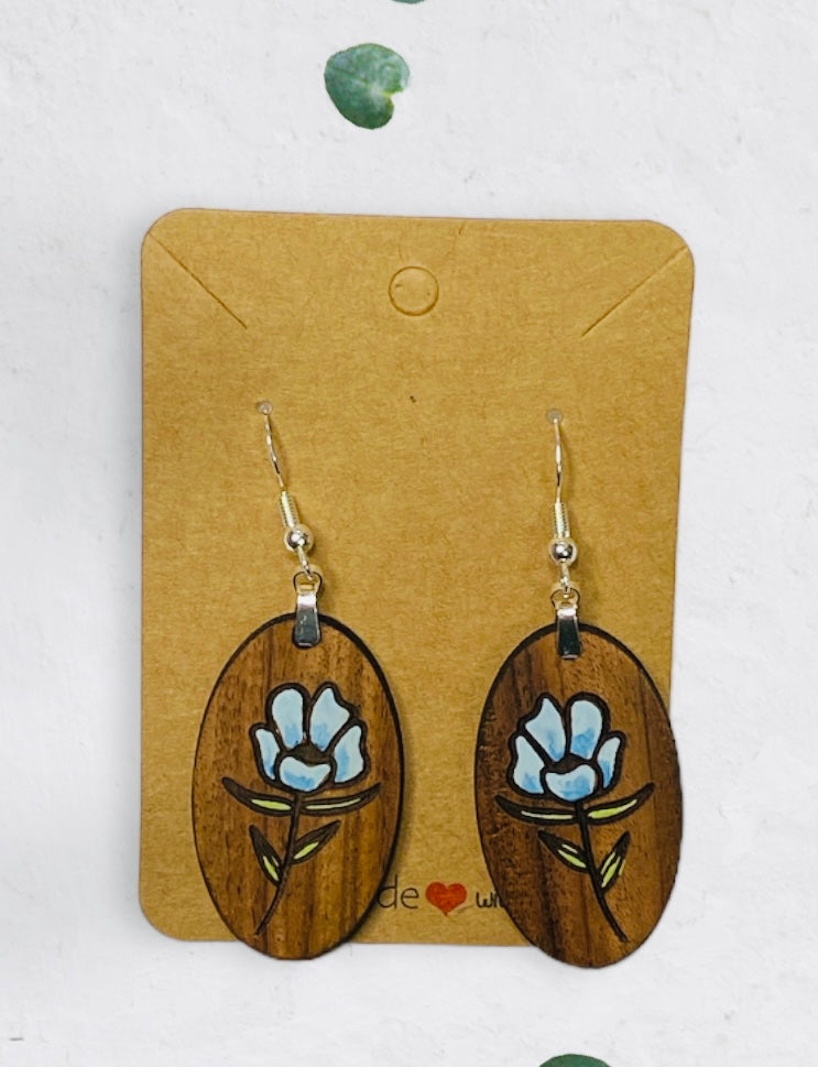 Hand Painted Floral Earrings