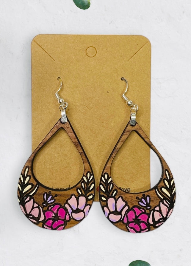 Hand Painted Floral Earrings