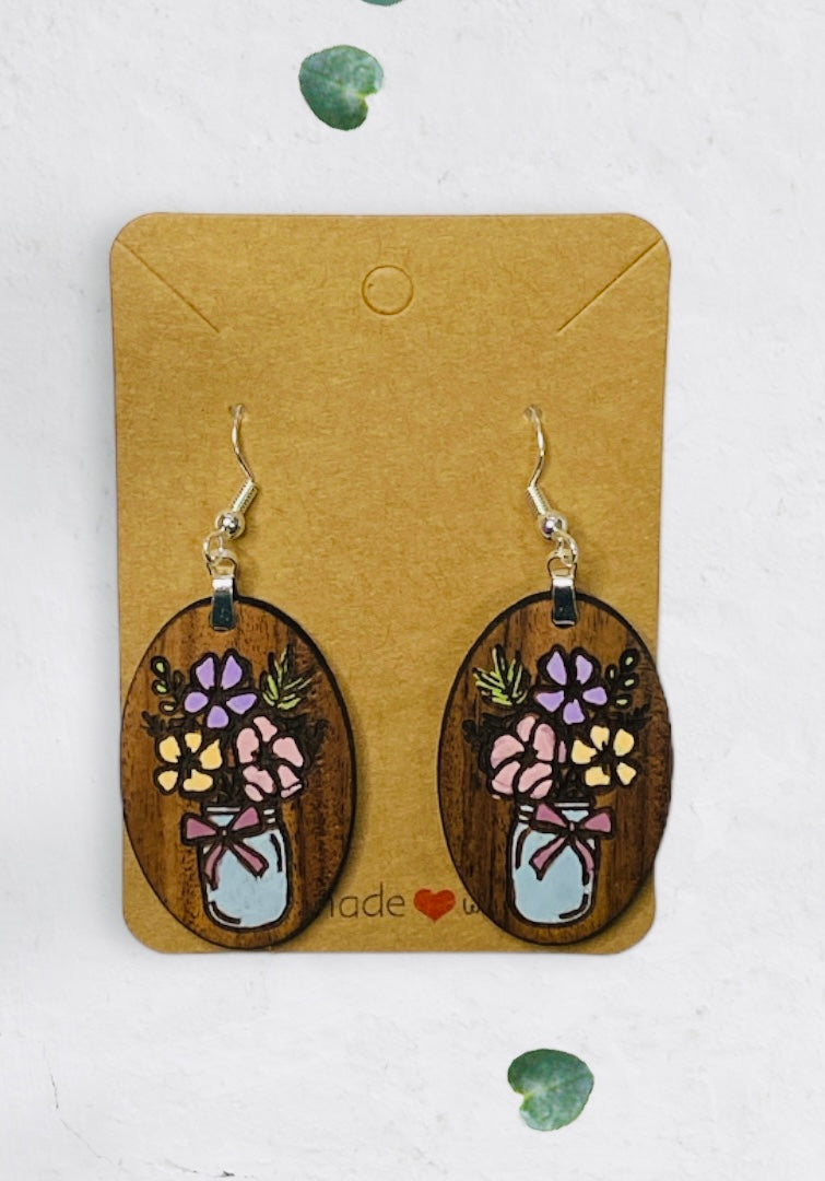 Hand Painted Floral Earrings