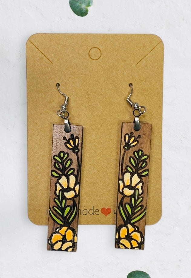 Hand Painted Floral Earrings