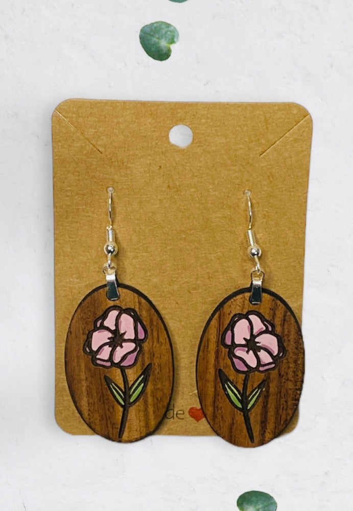 Hand Painted Floral Earrings