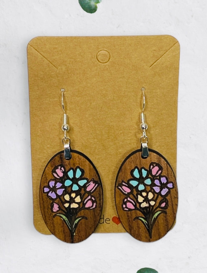 Hand Painted Floral Earrings