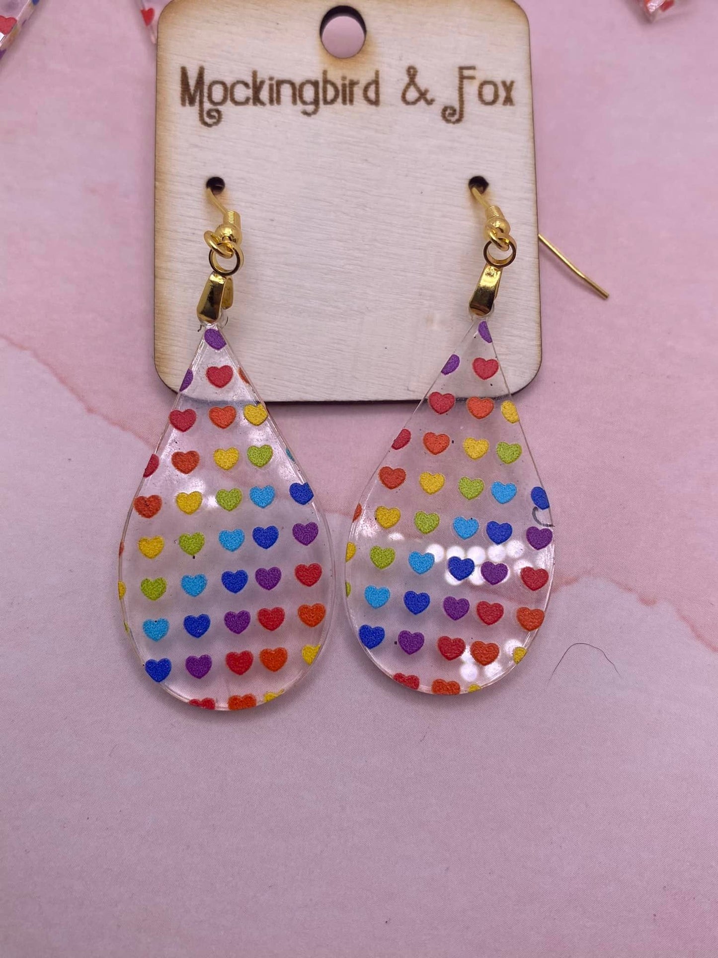 Rainbow Heart Dangle Earrings