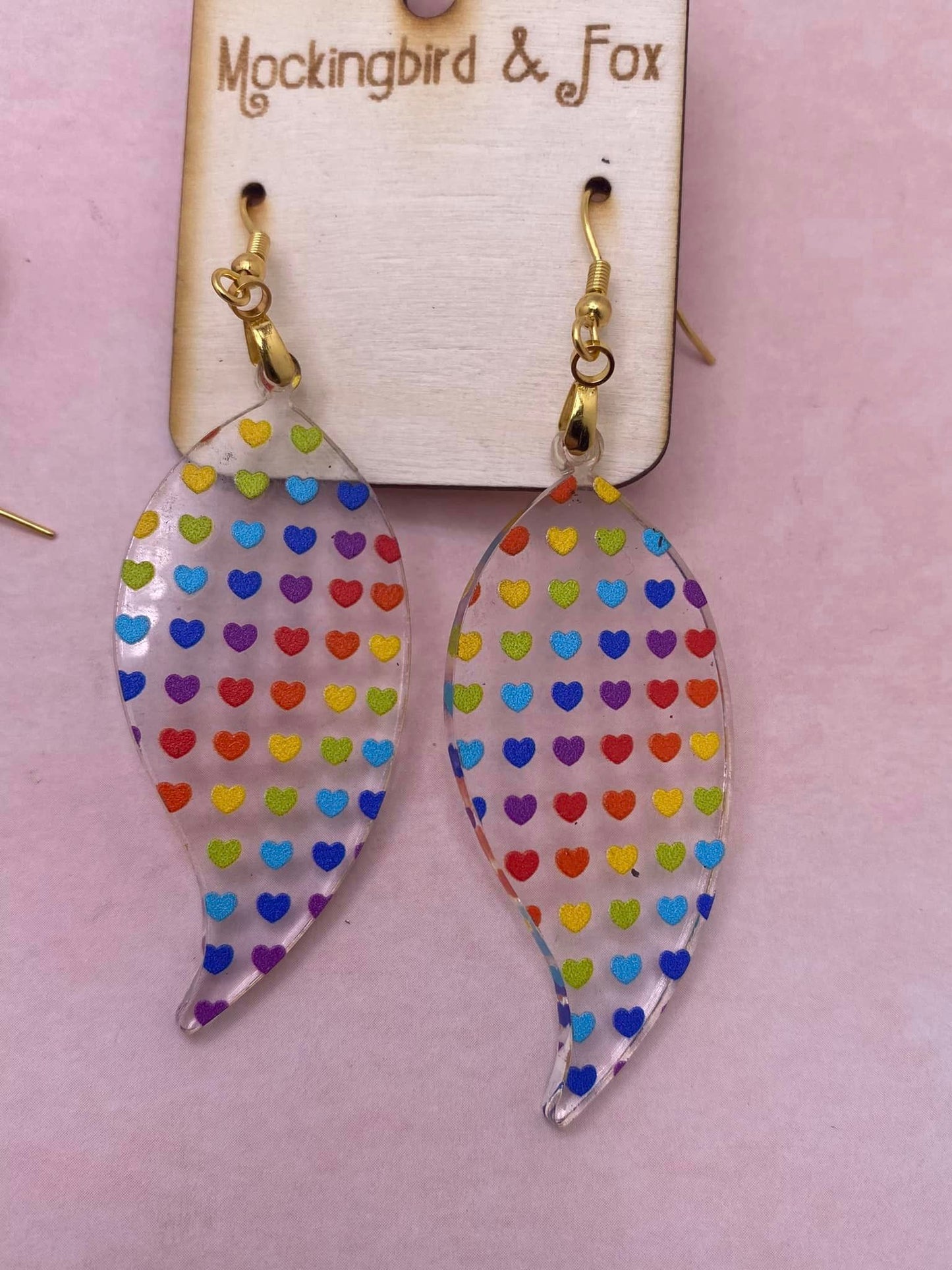 Rainbow Heart Dangle Earrings