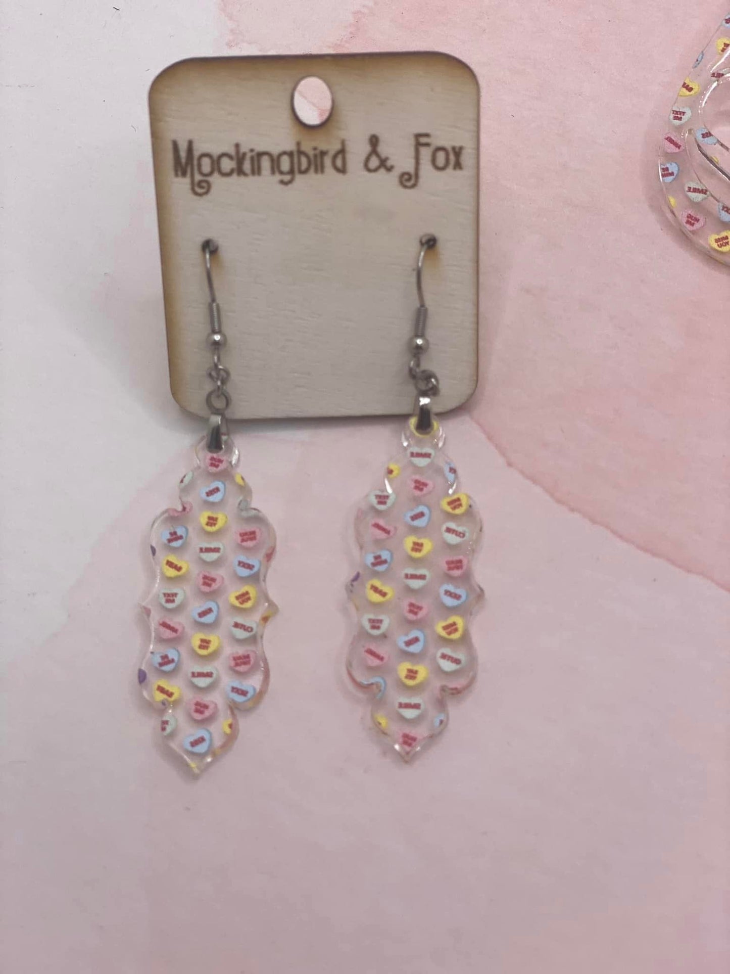 Valentine Conversation Hearts Acrylic Earrings