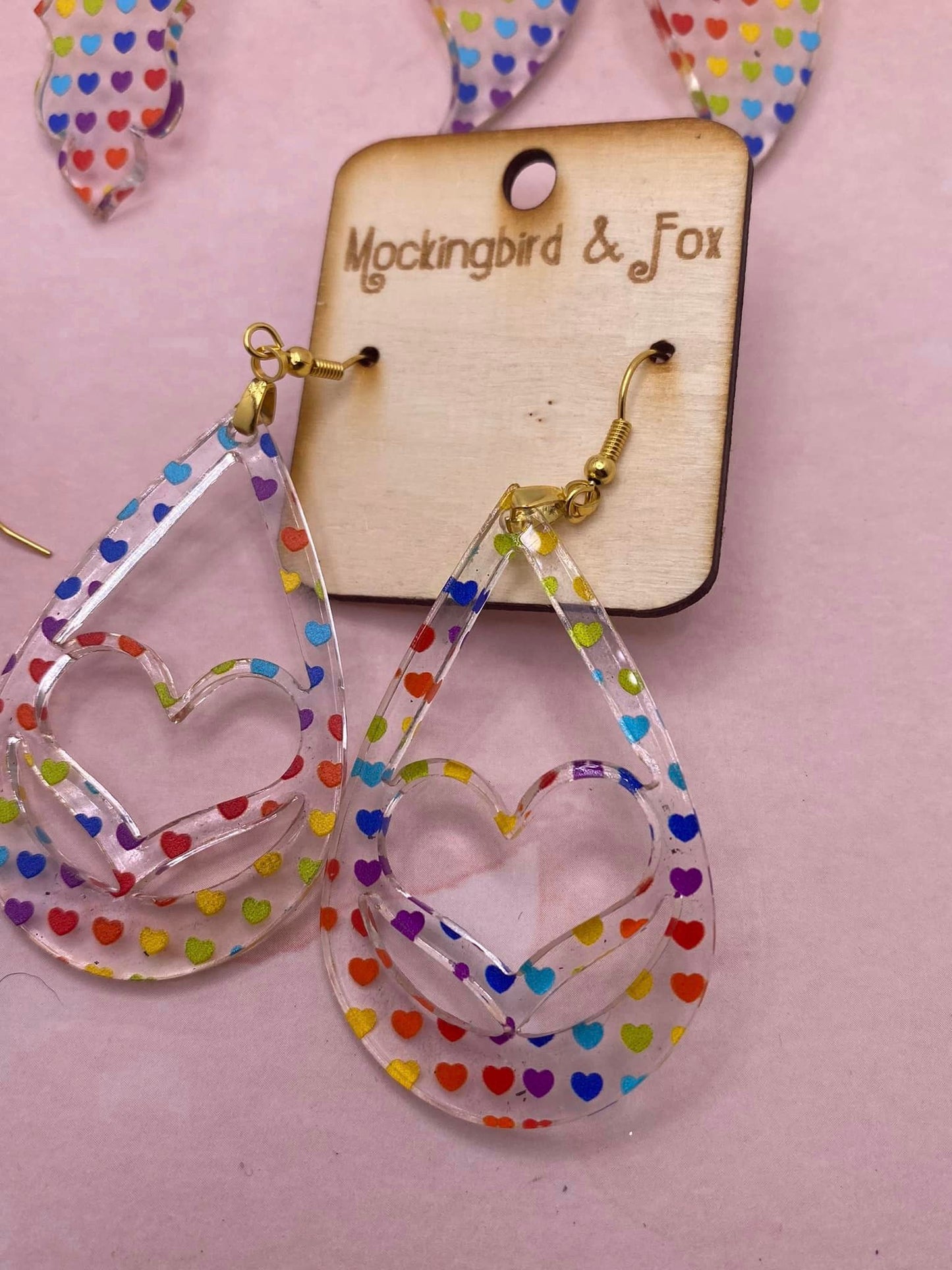 Rainbow Heart Dangle Earrings