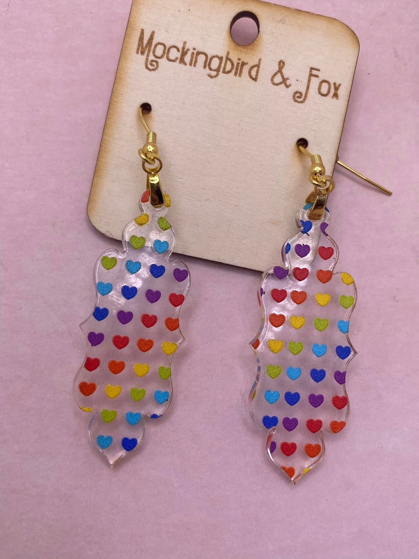 Rainbow Heart Dangle Earrings