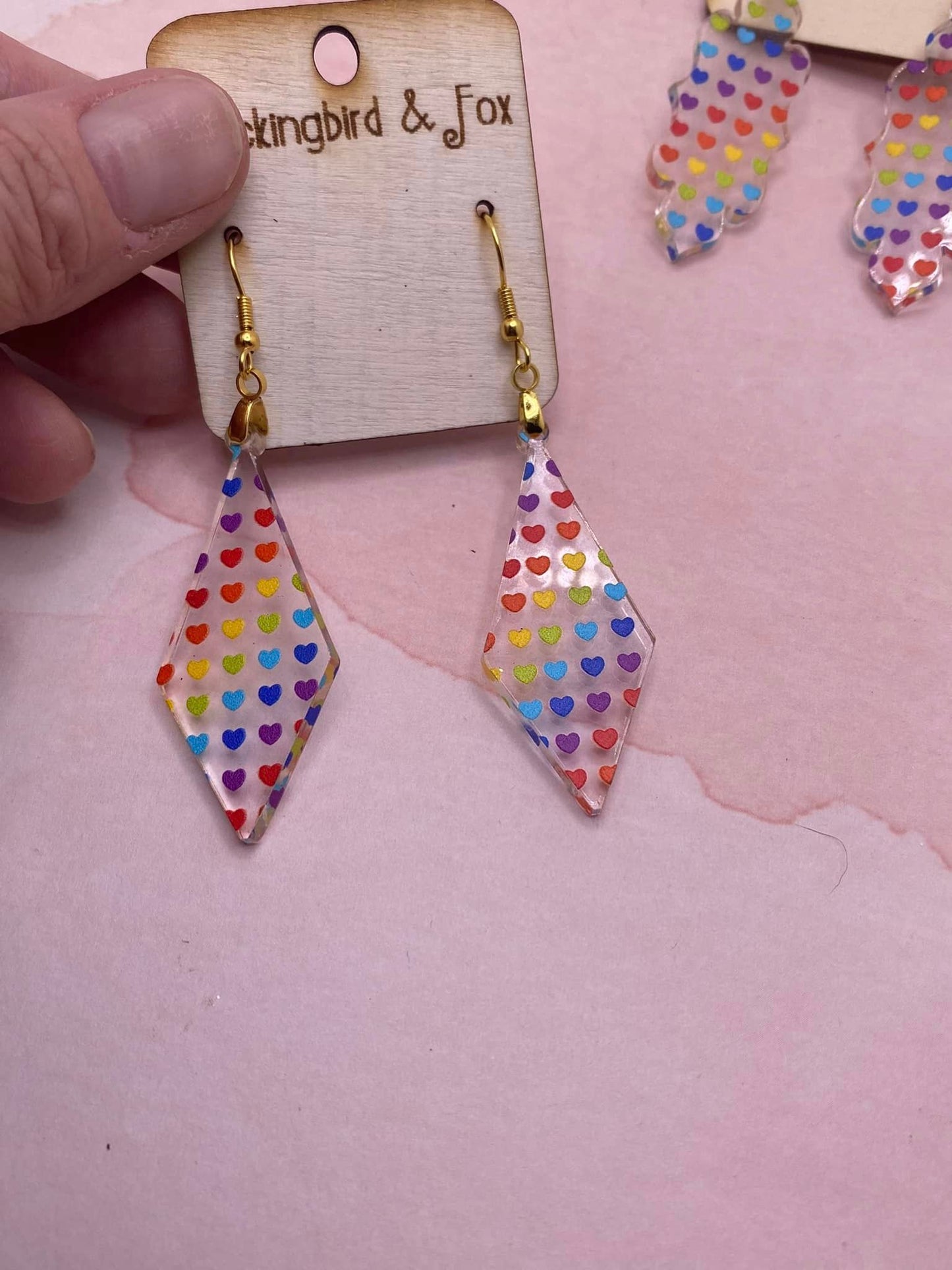 Rainbow Heart Dangle Earrings