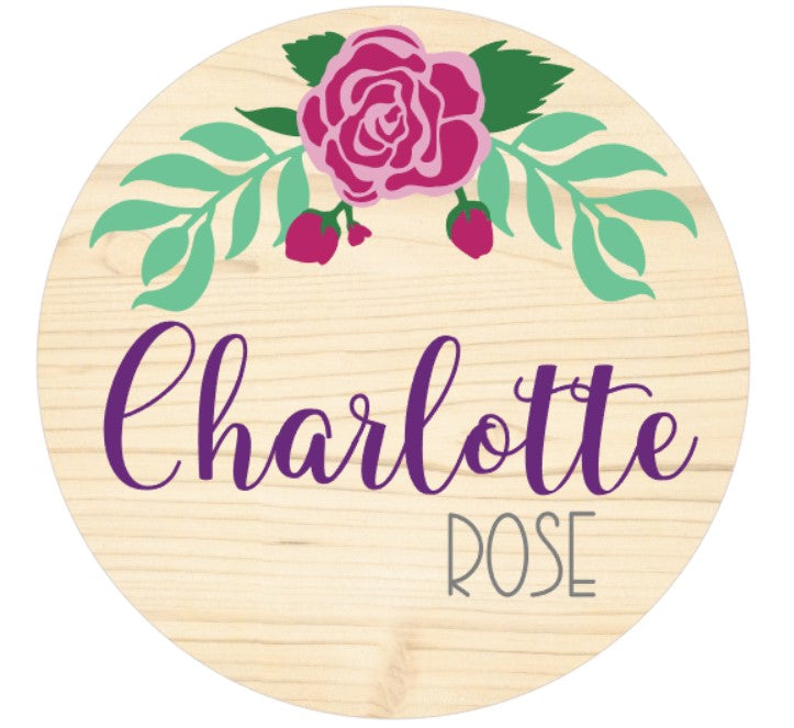 Charlotte Rose Custom Floral Name Sign