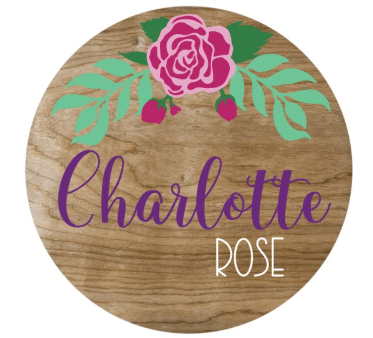 Charlotte Rose Custom Floral Name Sign