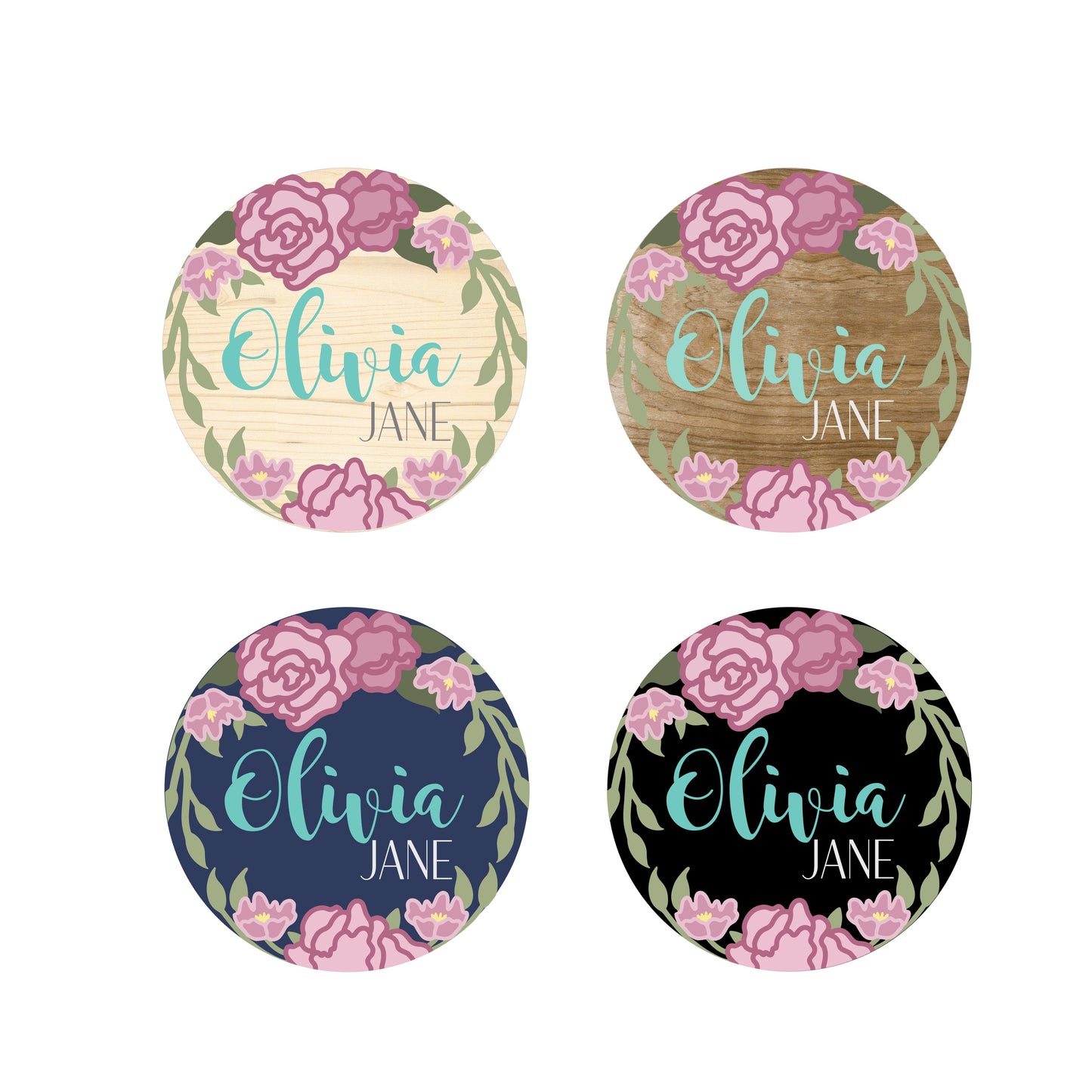 Olivia Custom Floral Name Sign