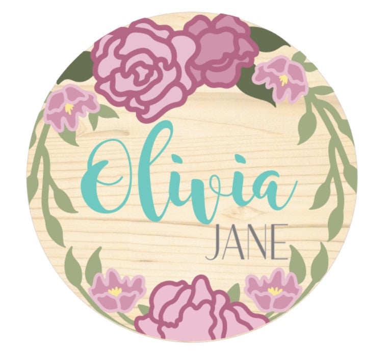 Olivia Custom Floral Name Sign