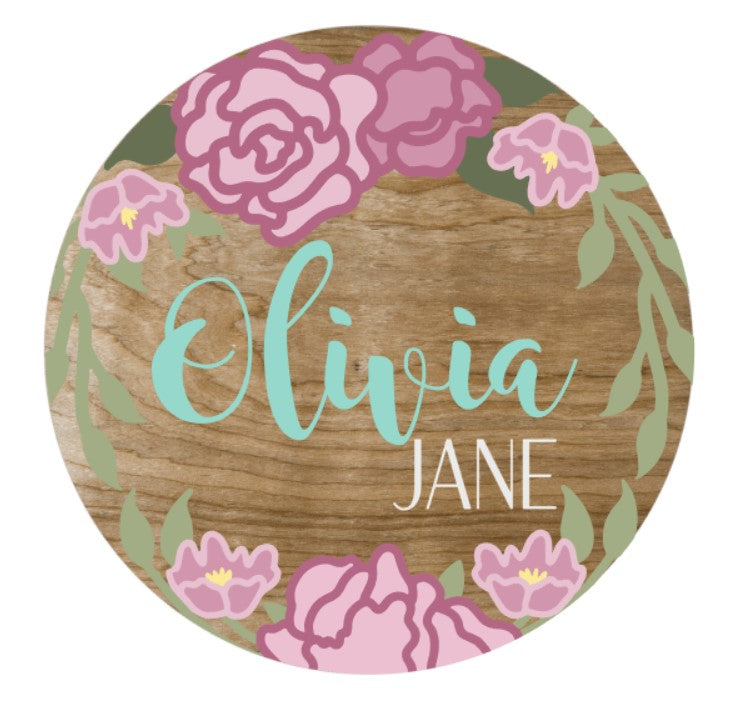 Olivia Custom Floral Name Sign