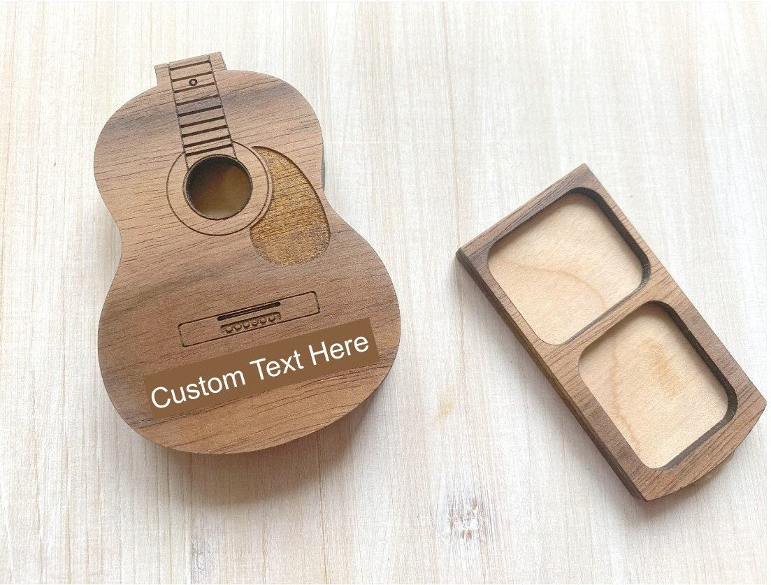 Guitar Pick Box // Custom Guitar Pick box // Guitar Pick Holder // Engraved Pick Box // Stainless Steel Guitar Pick // Custom Pick // Guitar