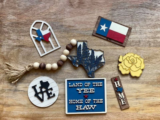 Texas Tiered Tray / Individual Pieces / Yee Haw / Yellow Rose