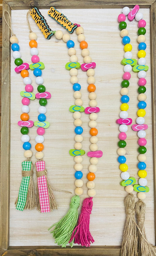 Summertime Flip Flop Wooden Bead Garland